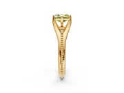 Solitaire Engagement Ring Setting for Fancy Yellow Asscher Cut Center with Milgrain Cathedral Band and Prong Head in Yellow Gold