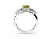 Cluster Engagement Ring Setting for Fancy Yellow Radiant Cut Center with 2-Row Shoulder Clusters and Prong Head in White Gold