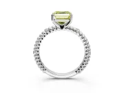 Rope Engagement Ring Setting for Fancy Yellow Asscher Cut Center with Accent Shoulders and Prong Head in Sterling Silver