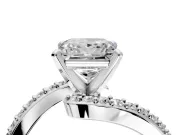 Solitaire Engagement Ring Setting for Princess Cut Center with Pave Bypass Swirl Band and Prong Head in Sterling Silver