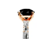 Baguette Engagement Ring Setting for Fancy Black Round Cut Center with Alternating Bar-Set Band and Prong Head in Rose Gold