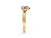 Solitaire Engagement Ring Setting for Fancy Pink Pear-Shaped Center with Wide Knife Ridge Band and Prong Head in Yellow Gold