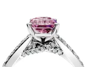 Solitaire Engagement Ring Setting for Fancy Pink Radiant Cut Center with Crossover Accents and Prong Head in Sterling Silver
