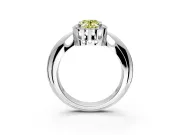 Halo Engagement Ring Setting for Fancy Yellow Oval Center with Tapered Plain Band and Prong Head in Sterling Silver