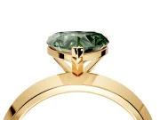 Solitaire Engagement Ring Setting for Fancy Green Heart-Shaped Center with Wide Knife Ridge Band and Prong Head in Yellow Gold