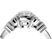 Floral Engagement Ring Setting for Emerald Cut Center with Marquise Cluster Shoulders and Prong Head in White Gold