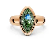Solitaire Engagement Ring Setting for Fancy Green Marquise Center with Wide Band and Bezel Head in Rose Gold
