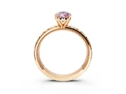 Solitaire Engagement Ring Setting for Fancy Pink Pear-Shaped Center with XO Engraved Band and Prong Head in Rose Gold