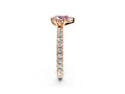 Solitaire Engagement Ring Setting for Fancy Pink Pear-Shaped Center with Shared-Prong Accents and Prong Head in Rose Gold