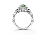 Solitaire Engagement Ring Setting for Fancy Green Pear-Shaped Center with Filigree Band and Prong Head in Platinum