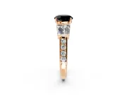 Channel-Set Engagement Ring Setting for Fancy Black Round Cut Center with Baguette Band and Prong Head in Rose Gold