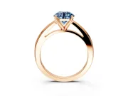 Solitaire Engagement Ring Setting for Fancy Blue Round Cut Center with Flat-Sided Plain Band and Prong Head in Rose Gold