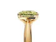 Solitaire Engagement Ring Setting for Fancy Yellow Radiant Cut Center with Reverse Tapered Band and Prong Head in Yellow Gold