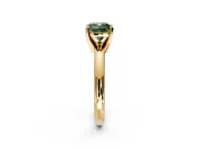 Solitaire Engagement Ring Setting for Fancy Green Cushion Cut Center with Wire Band and Prong Head in Yellow Gold