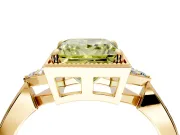 Cluster Engagement Ring Setting for Fancy Yellow Princess Cut Center with Milgrain Shoulder Clusters and Prong Head in Yellow Gold