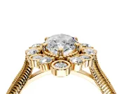 Milgrain Halo Engagement Ring Setting for Marquise Center with Bezel Point Accents and Prong Head in Yellow Gold