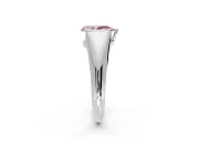 Tension Engagement Ring Setting for Fancy Pink Pear-Shaped Center with Wide Tapered Band and Tension Head in White Gold