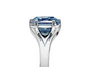 Solitaire Engagement Ring Setting for Fancy Blue Asscher Cut Center with Plain Split Shank and Prong Head in Sterling Silver