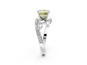 Solitaire Engagement Ring Setting for Fancy Yellow Princess Cut Center with Pave Bypass Twist Band and Prong Head in White Gold