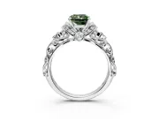 Solitaire Engagement Ring Setting for Fancy Green Radiant Cut Center with Filigree Band and Prong Head in Platinum