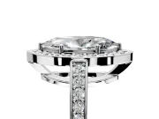 Bezel-Framed Halo Engagement Ring Setting for Marquise Center with Pave Band and Prong Head in Platinum