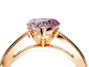 Solitaire Engagement Ring Setting for Fancy Pink Heart-Shaped Center with Flat-Sided Plain Band and Prong Head in Rose Gold
