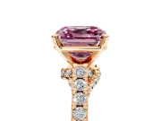 Solitaire Engagement Ring Setting for Fancy Pink Asscher Cut Center with Crossover Accents and Prong Head in Rose Gold
