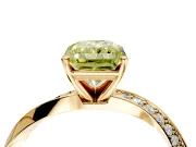 Side Accent Engagement Ring Setting for Fancy Yellow Radiant Cut Center with Accent Shoulders and Prong Head in Yellow Gold