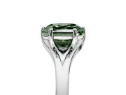 Solitaire Engagement Ring Setting for Fancy Green Asscher Cut Center with Plain Split Shank and Prong Head in Sterling Silver