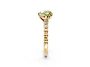 Solitaire Engagement Ring Setting for Fancy Yellow Heart-Shaped Center with Bezel-Dot Beaded Band and Prong Head in Yellow Gold