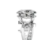 Solitaire Engagement Ring Setting for Oval Center with Pave and Plain Crossover Band and Prong Head in Platinum