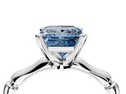 Solitaire Engagement Ring Setting for Fancy Blue Princess Cut Center with Bamboo Band and Prong Head in Platinum
