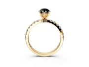 Open Basket Engagement Ring Setting for Fancy Black Marquise Center with Pave Band and Prong Head in Yellow Gold
