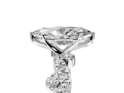 Solitaire Engagement Ring Setting for Marquise Center with Bar-Station Pave Twist and Prong Head in Sterling Silver
