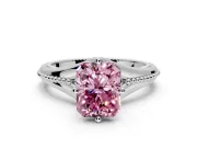 Solitaire Engagement Ring Setting for Fancy Pink Radiant Cut Center with Milgrain Cathedral Band and Prong Head in Platinum