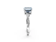 Solitaire Engagement Ring Setting for Fancy Blue Asscher Cut Center with Twisted Pave Band and Prong Head in Sterling Silver