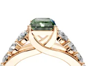 Solitaire Engagement Ring Setting for Fancy Green Radiant Cut Center with Graduated Shared Prongs and Prong Head in Rose Gold