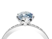 Milgrain Pave Engagement Ring Setting for Fancy Blue Marquise Center with Accent Band and Prong Head in Sterling Silver