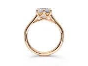 Solitaire Engagement Ring Setting for Princess Cut Center with Cathedral Band and Prong Head in Rose Gold