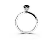Open Basket Engagement Ring Setting for Fancy Black Marquise Center with Pave Band and Prong Head in Sterling Silver