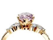 Solitaire Engagement Ring Setting for Fancy Pink Marquise Center with Marquise Accent Twist Band and Prong Head in Yellow Gold