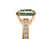 Solitaire Engagement Ring Setting for Fancy Green Princess Cut Center with Channel-Set Accent Band and Prong Head in Rose Gold