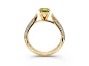 Solitaire Engagement Ring Setting for Fancy Yellow Emerald Cut Center with Multi-Row Accents and Prong Head in Yellow Gold