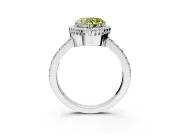 Halo Engagement Ring Setting for Fancy Yellow Heart-Shaped Center with Inner Milgrain Border and Prong Head in Platinum