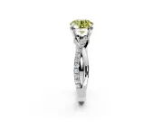 Solitaire Engagement Ring Setting for Fancy Yellow Round Cut Center with Half-Pave Crossover Band and Prong Head in Sterling Silver