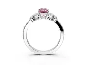 Solitaire Engagement Ring Setting for Fancy Pink Emerald Cut Center with Marquise Flower Shoulders and Prong Head in Sterling Silver