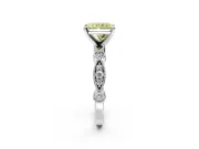 Solitaire Engagement Ring Setting for Fancy Yellow Radiant Cut Center with Milgrain Bezel Accents and Prong Head in Platinum