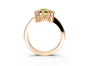 Halo Engagement Ring Setting for Fancy Yellow Cushion Cut Center with Milgrain Halo, Pave Band and Prong Head in Rose Gold