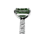 Solitaire Engagement Ring Setting for Fancy Green Asscher Cut Center with Shared-Prong Accents and Prong Head in Platinum
