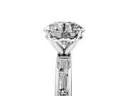 Solitaire Engagement Ring Setting for Round Cut Center with Channel Baguette Band and Prong Head in Platinum